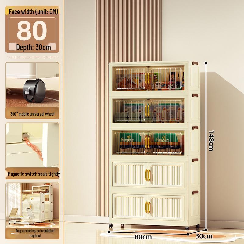 70-90cm No-Install Folding Storage Cabinet for Home, Living Room, Bedroom, Multi-layer Wardrobe, Sundries Organizer.