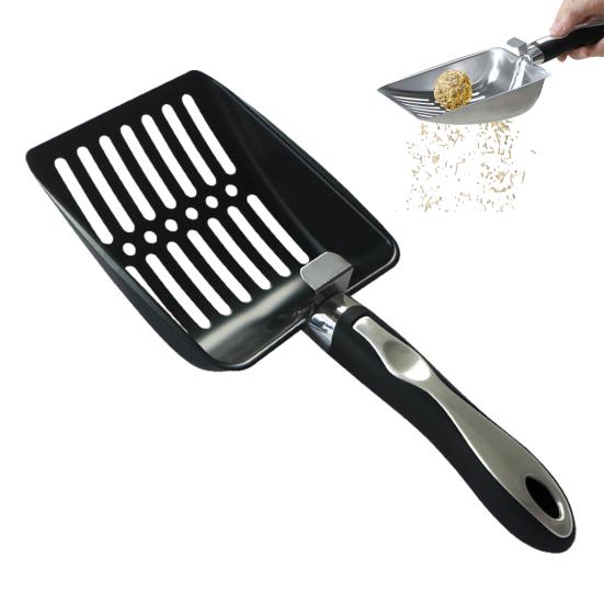 Stainless Steel Cat Litter Scoop with Deep Shovel Long Handle Slotted Litter Scooper Heavy Duty Non-stick Poop Sifting Shovel Sifter Pet Supplies