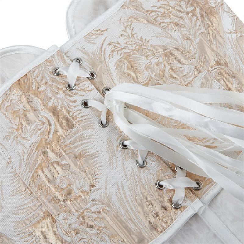 Vintage Jacquard Strapless Corset Top Heart Shaped Waist Cincher