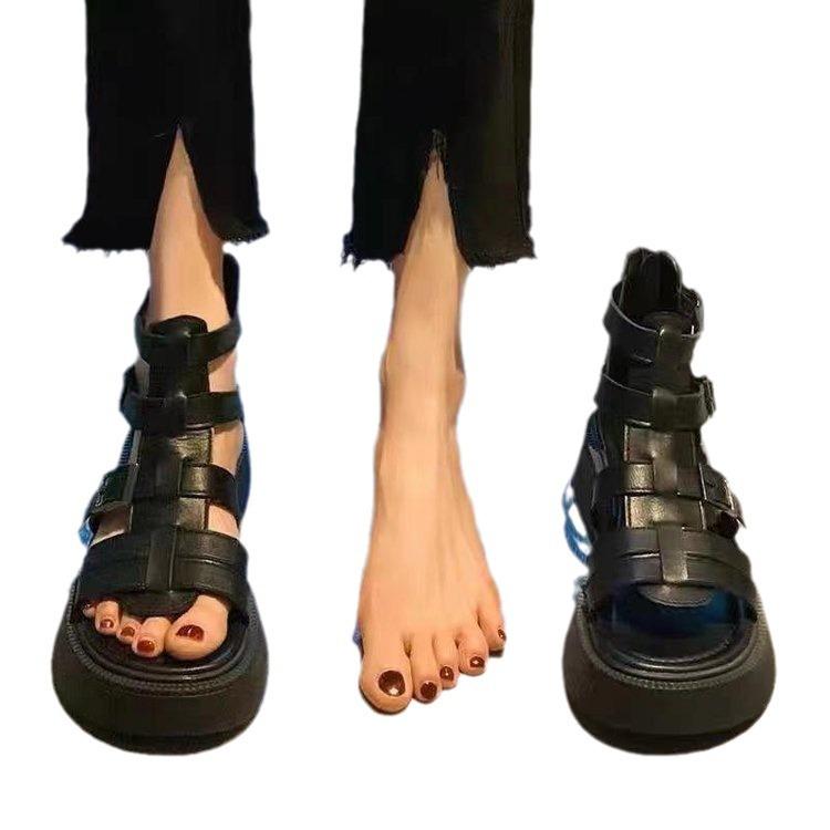 Sandals women's new summer fashion retro versatile woven belt buckle muffin thick-soled non-slip Roman shoes
