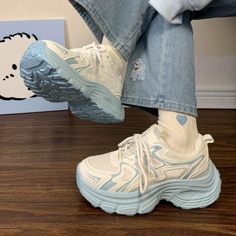 Ocean blue dad shoes women's 2025 summer new original design mesh versatile thick-soled heightening sneakers