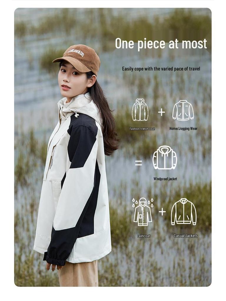 2023 New Outdoor Color Block Windbreaker: Unisex Trendy Windproof Jacket for Spring & Autumn Camping and Mountaineering.