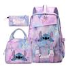 3 Piece School Backpack Set for Students Large Capacity Oxford Cloth Schoolbag with Shoulder Strap and Pencil Case