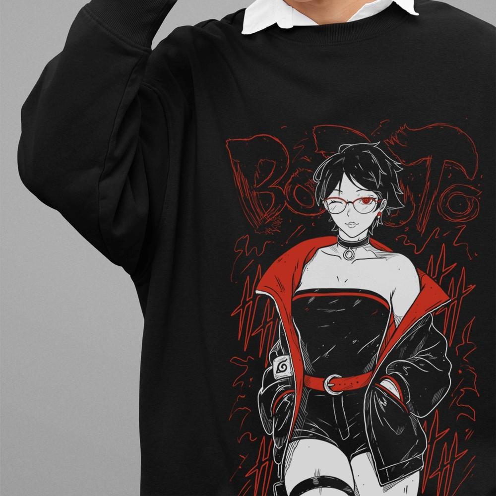 

Boruto Anime Sweatshirt Sarada Sweater Naruto Sweat Sasuke Unisex Kawaki Pull XL