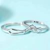 Adjustable Couple Ring Set Men Women Sterling Geometric Design Retro Style Unisex Jewelry