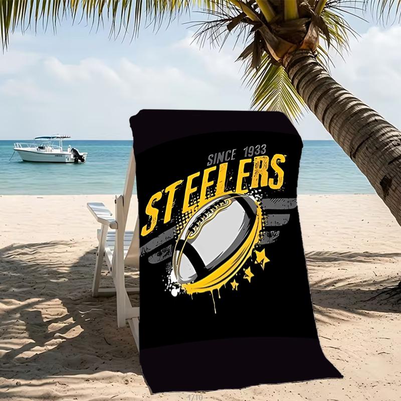 Beach Towel with Pittsburgh Steelers Pattern - soft,absorbent,machine washable Lightweight&Modern,swimming,Travel Essentials