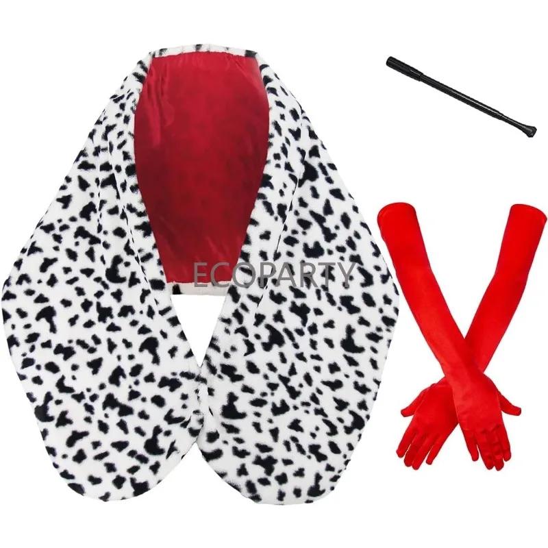 3 Stuks Dames Halloween Deville Jas Kostuum Dalmatiër Sjaal Cosplay Accessoires Halloween Kostuum Jaren 1920 Jaren 1950 Kostuum Set One Size&Star Wars black