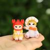 6 Stück Kawaii Mofusand Haifischkatze Mini-Figur Tempura-Garnelen Oktopus Tintenfisch Garnele Krabbe Pizza Modell Auto Armaturenbrett Schreibtisch Dekor Geschenk