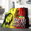 Bob Marley Reggae Music Legend Flannel Blanket Super Soft Warm Cozy Blanket for Sofa Bed Office Travel All‑Season Home Decor Gift