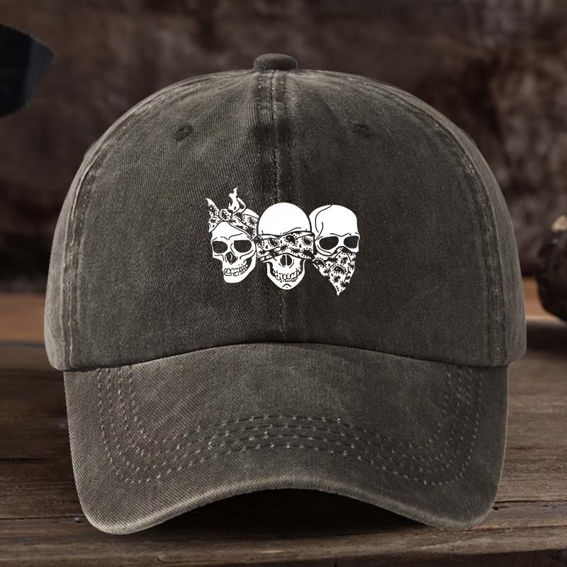 Skull Print Baseball Cap Multifunctional Outdoor Leisure Fishing Cap Travel Sun Visor Duckbill Cap