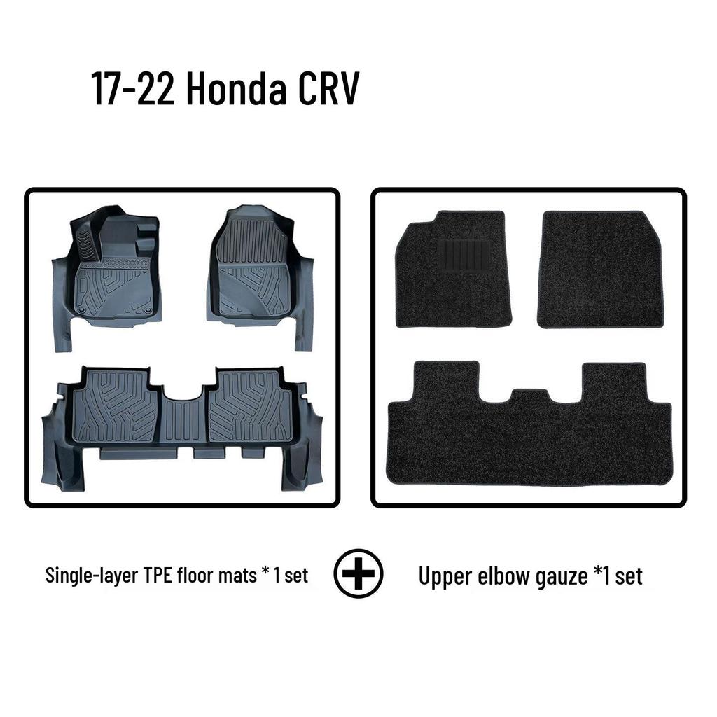 Eco-friendly TPE Floor Mats & Door Sill for 2017-2022 Honda CRV - No Odor, Original Mold Fit