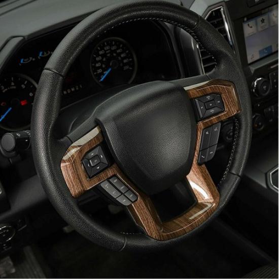 Central Console Steering Wheel Cover Trim Decor For Ford F150 2015-20 Wood Grain