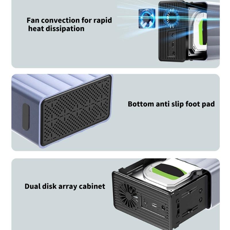 56TB Hochkapazitäts Festplatten-Kopierstation für HDDs Für 2,5-Zoll 3,5-Zoll Laufwerke und TypC 3.1 5Gbps Verbindung