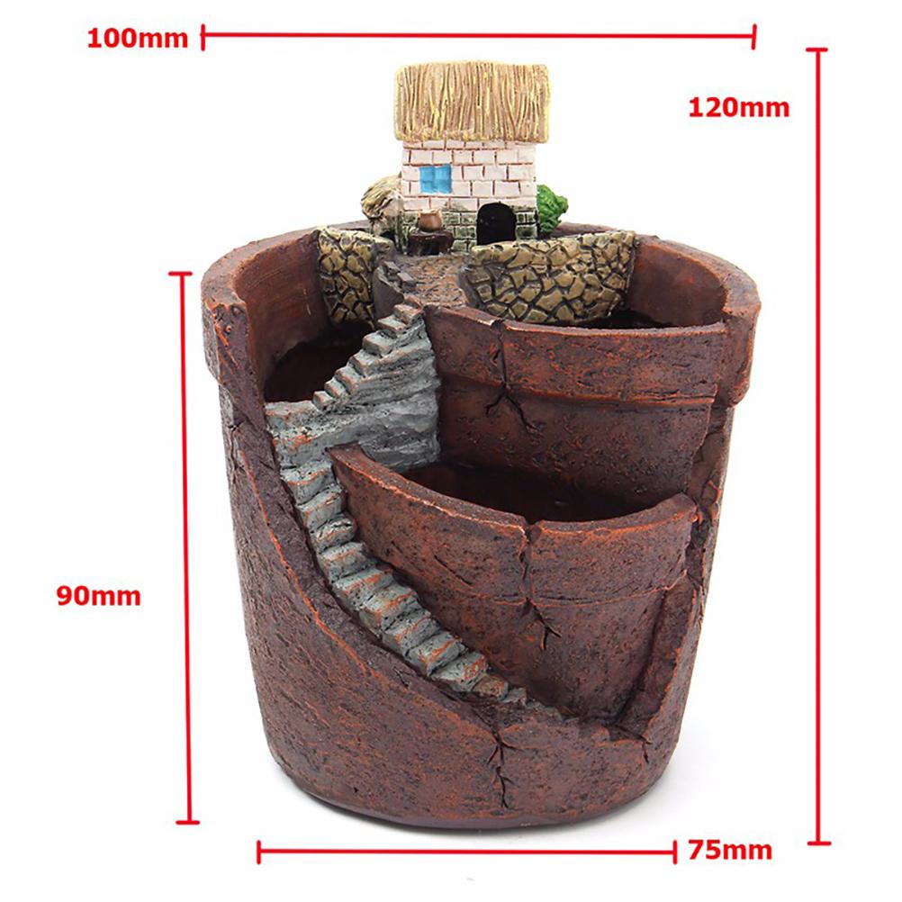 Air Garden Potted Micro Landscape Succulent Planter Novelty Resin Ornament Brown 13x10x10cm
