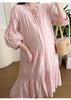 2026 Spring/Summer Solid V-Neck Lace-Up Loose Maternity Dress