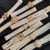 Polyester Faux Pearl Belt Metal Waist Chain New Elastic Belt Party Accessories