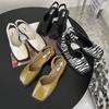 Leather toe cap sandals for women 2024 new flat bottomed square toe single shoes, retro exterior wear, anti slip beach slippers