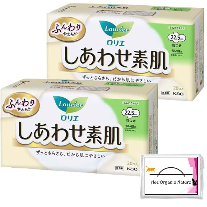 

[Bulk purchase] Laurier Happy bare skin Soft type Large daytime use 22.5cm with wings 20 pieces × 2 pieces (Total 40 pieces) Comes with special tissue