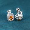 Cute Fmeale Blue Fire Opal Stone Square Clip Earrings Vintage  Color Wedding Jewelry For Women