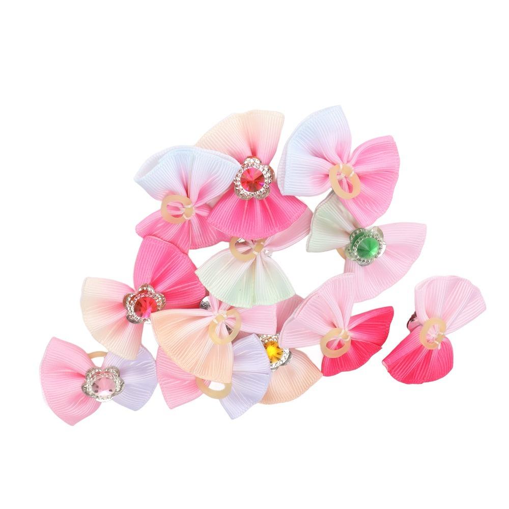 24Pcs Small Size Dog Hair Bows Elastic Rubber Band Dog Bow Hair Ties  Dog Party Wear