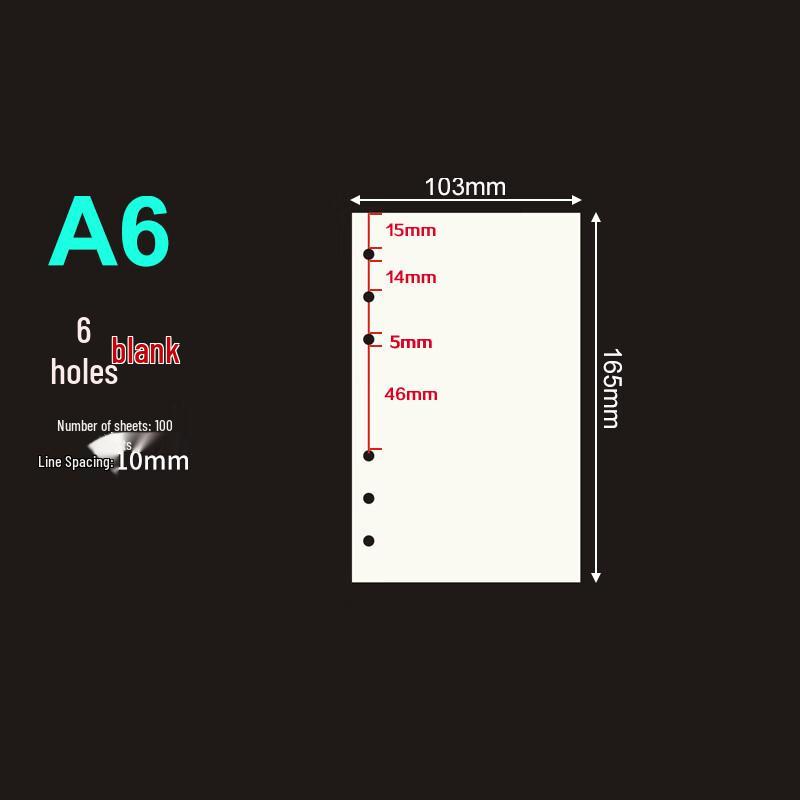 A6 6-Hole Loose Leaf Filler Paper