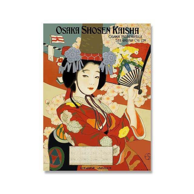 Japanese Style Poster Retro Canvas Painting Edo Era Geisha Mural Picture Art Nordic Modern Living Room Bedroom Home Decoration No Framed