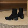 Krazing Po Flock Winter Round Toe Size 33 Western Boots Size 43 Thick High Heels Concise Style Ankle Boots