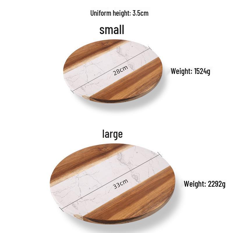 Round Marble & Acacia Wood Cake Turntable and Cutting Board