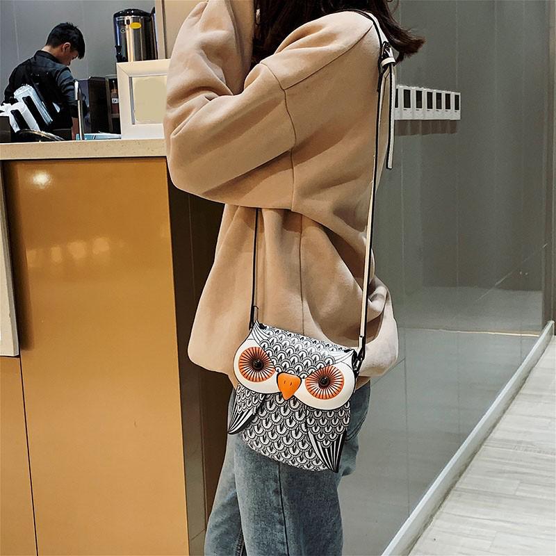 2025 European and American Retro PU Women's Shoulder Bag New Fashion Cat Bag Cartoon Owl Crossbody Bag Creative Coin Purse