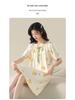 7A Women's Antibacterial Cotton Nightgown, Short Sleeve, Plus Size, Medium Length, Versatile for Outdoor Wear, Sweet Summer Home Dress