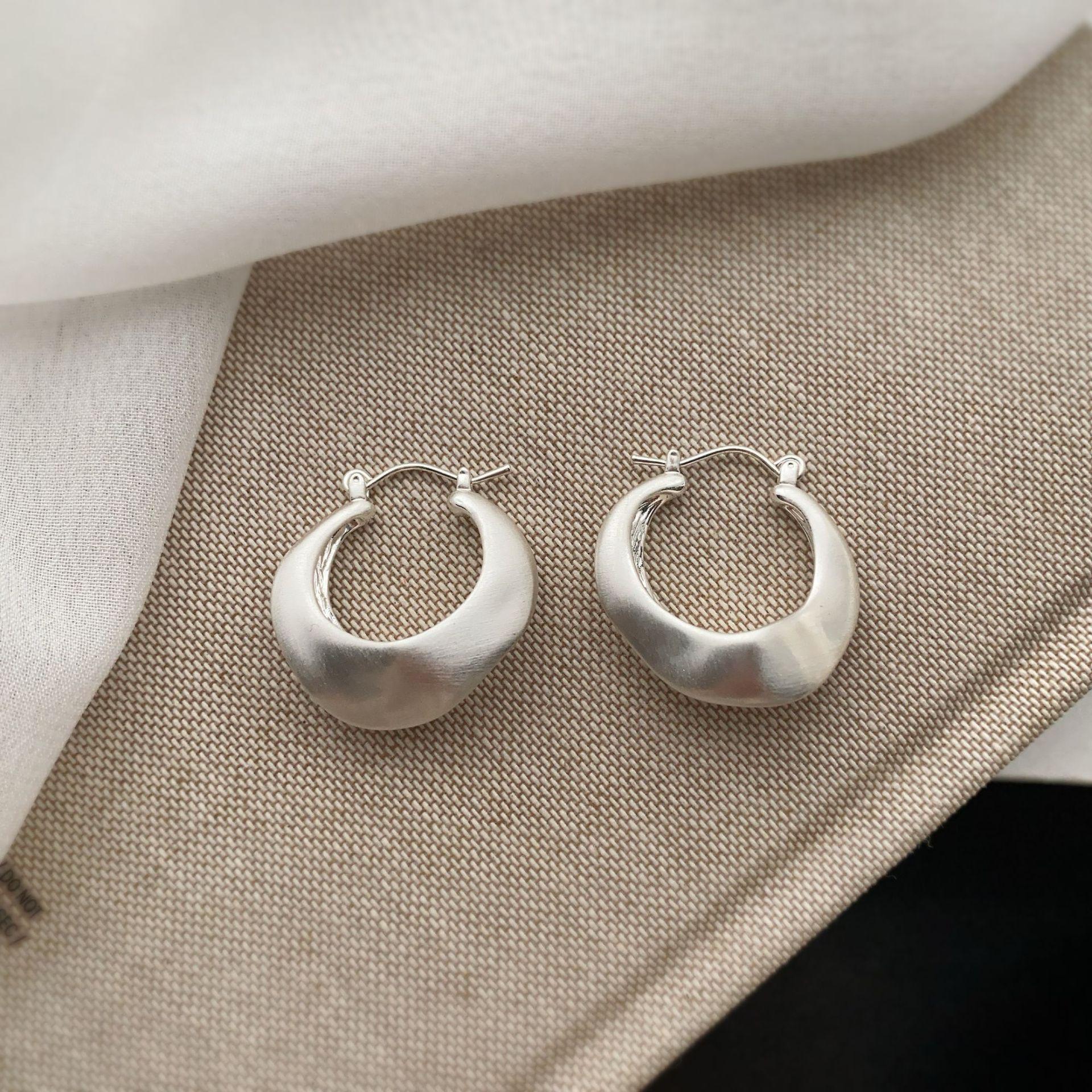 Irregular Design Earrings French Hand Brushed Niche Design High Sense Exquisite Versatile Earrings