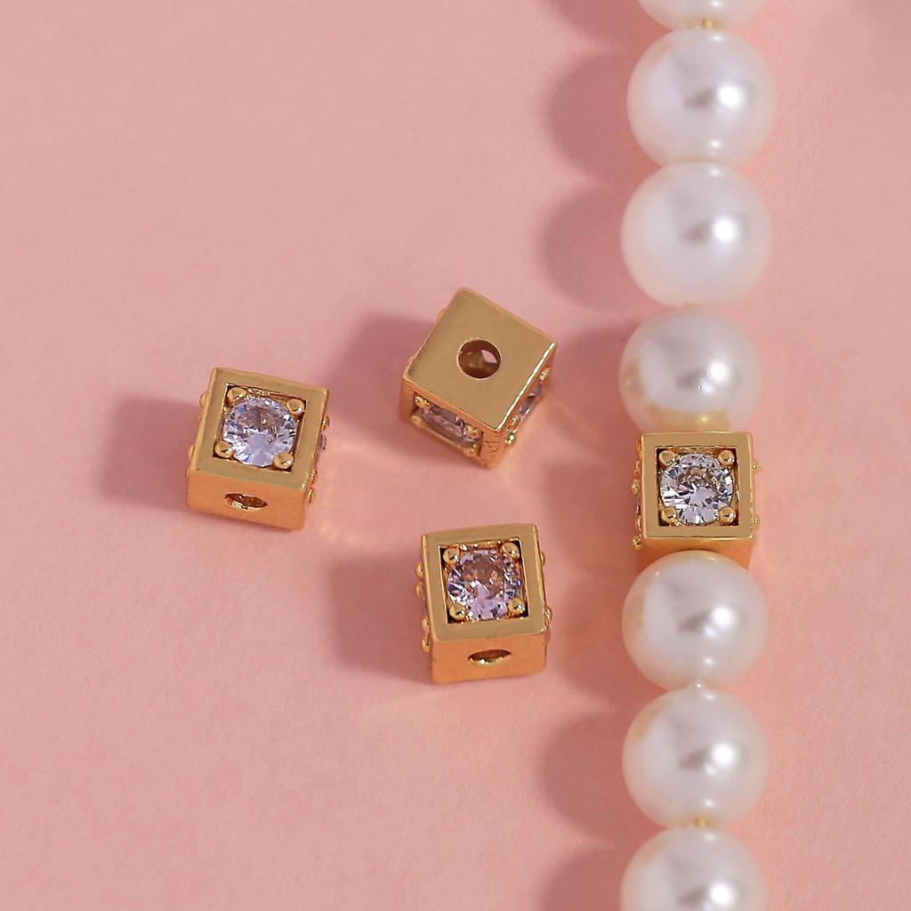 18K Zlaté korálky-rozlišovače se zirkony pro výrobu šperků