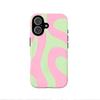 Pink and Light Green Wave Design 2-in-1 Phone Case Suitable for iPhone 17 16 15 14 13 12 11Pro/Max/Plus Anti Drop and Shockproof