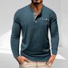 Men's  Shirts Long Sleeve Casual T-Shirts Cotton Button V Neck Tops