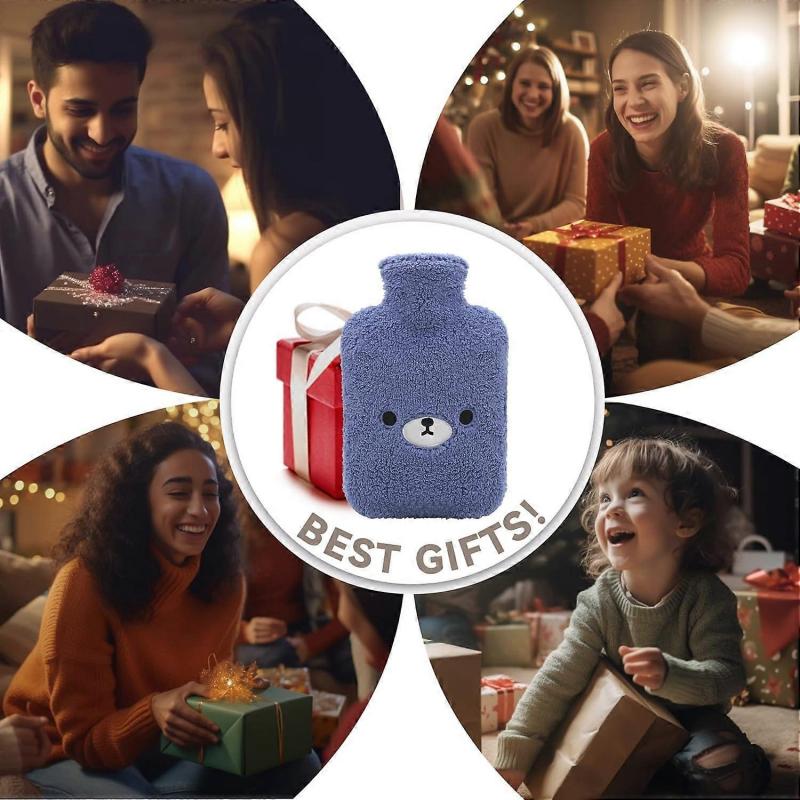 Thermosflasche mit niedlichem Tierdeckel für heiße und kalte Kompressen, Fußwärmer, Linderung von Nacken- und Schulterschmerzen, tolles Geschenk, 1800ml