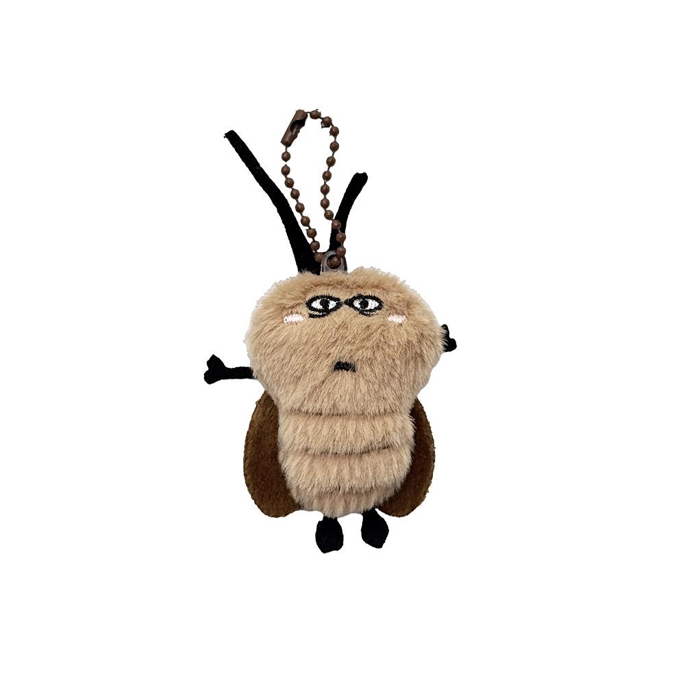 Cartoon Cockroach Plush Keychain Ornament - Cute DIY Bag Decoration with Beaded Chain