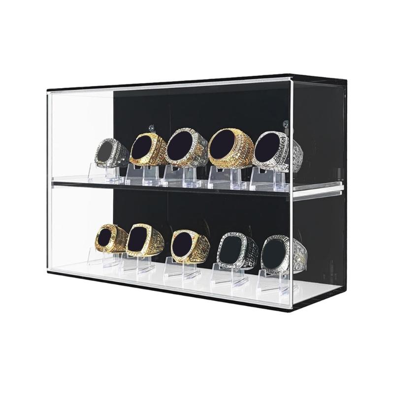 Championship Ring Display Case 10 Slot Acrylic Wall Mount Collectible Rings Box Clear Sports Trophies Storage Case 1