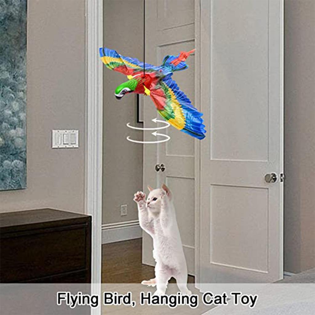 Bird Interactive Toy Electric Hanging Flying Bird Funny Stick Catch Rope Dog Toy