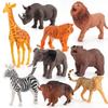 12-Piece Wild Animal Figurine Set: Hippo, Lion, Zebra, Rhino