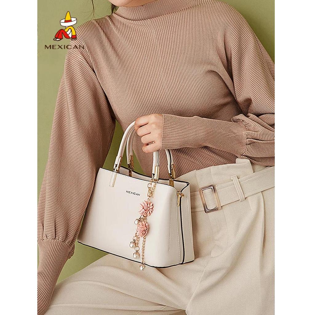 MEXICAN Crossbody Bag, Women's Handbag, Shoulder Bag, Commuter Bag, White