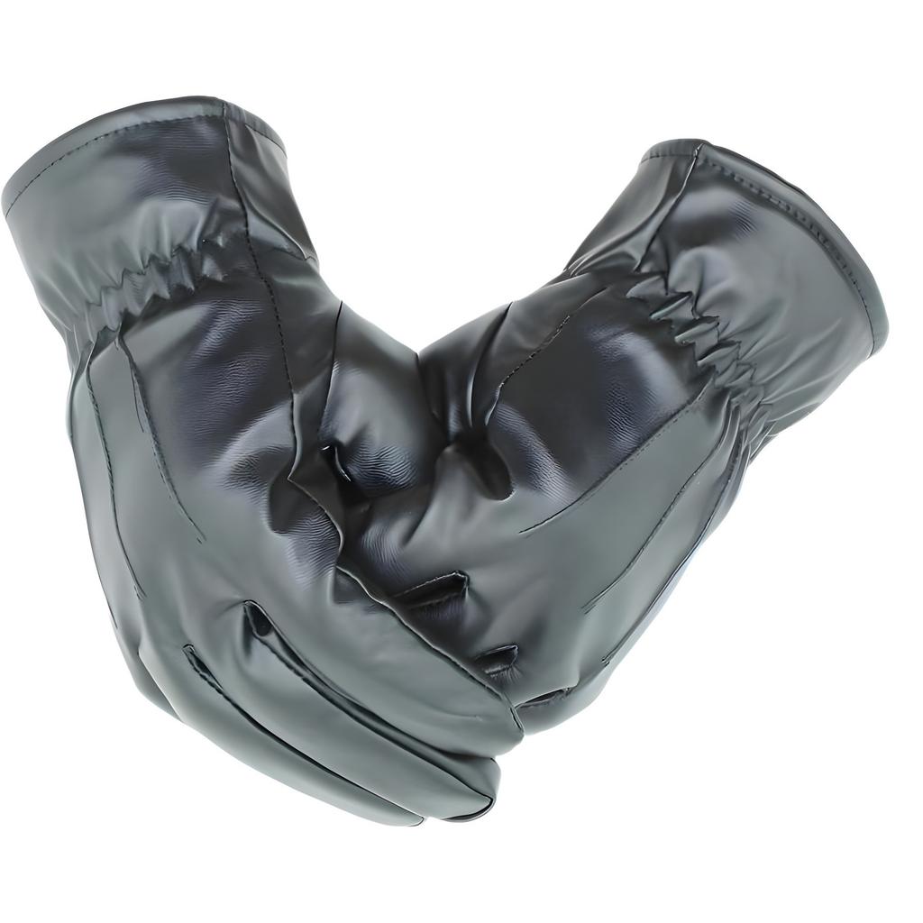 Guanti in Pelle Uomo Invernali da Equitazione Plus Velluto Ispessiti Caldi Antivento Impermeabili Touch Screen Inverno Equitazione Moto Crema