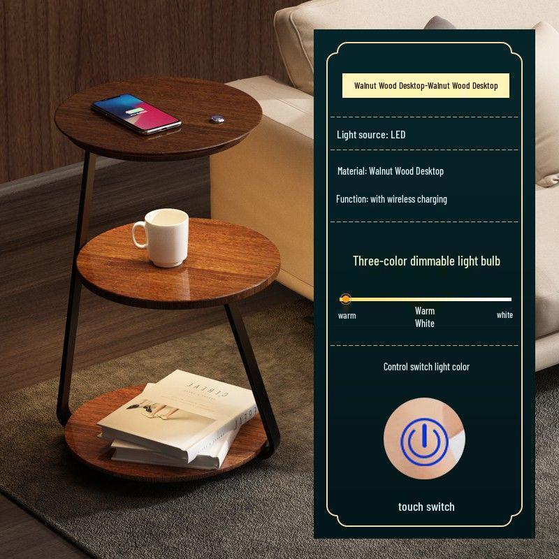 Wireless Charging Floor Lamp with Integrated Bedside Table - Creative Living Room and Bedroom Storage Solution