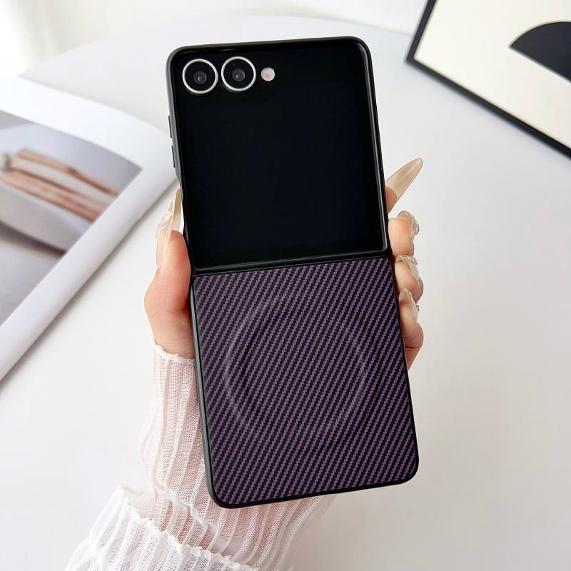 For Magsafe Magnetic Wireless Charging New Luxury Solid Color Carbon Fiber Bumper Phone Case For Samsung Galaxy Z Flip 7 6 5 4 3