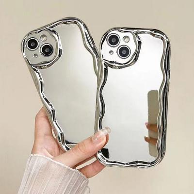 Розкішний срібний корпус-дзеркало для макіяжу для Iphone 16 Pro 15 14 17 Pro Max Plus 13 12 11 Pro Max Xs X Xr 13 7 8 Plus Електроплатоване м'яке покриття