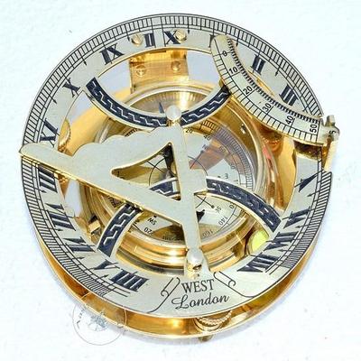 Sundial Compass Solid Brass Sun Dial, Top Grade 4.5 Inch Perfectly Calibrated Large Sundial Compass an