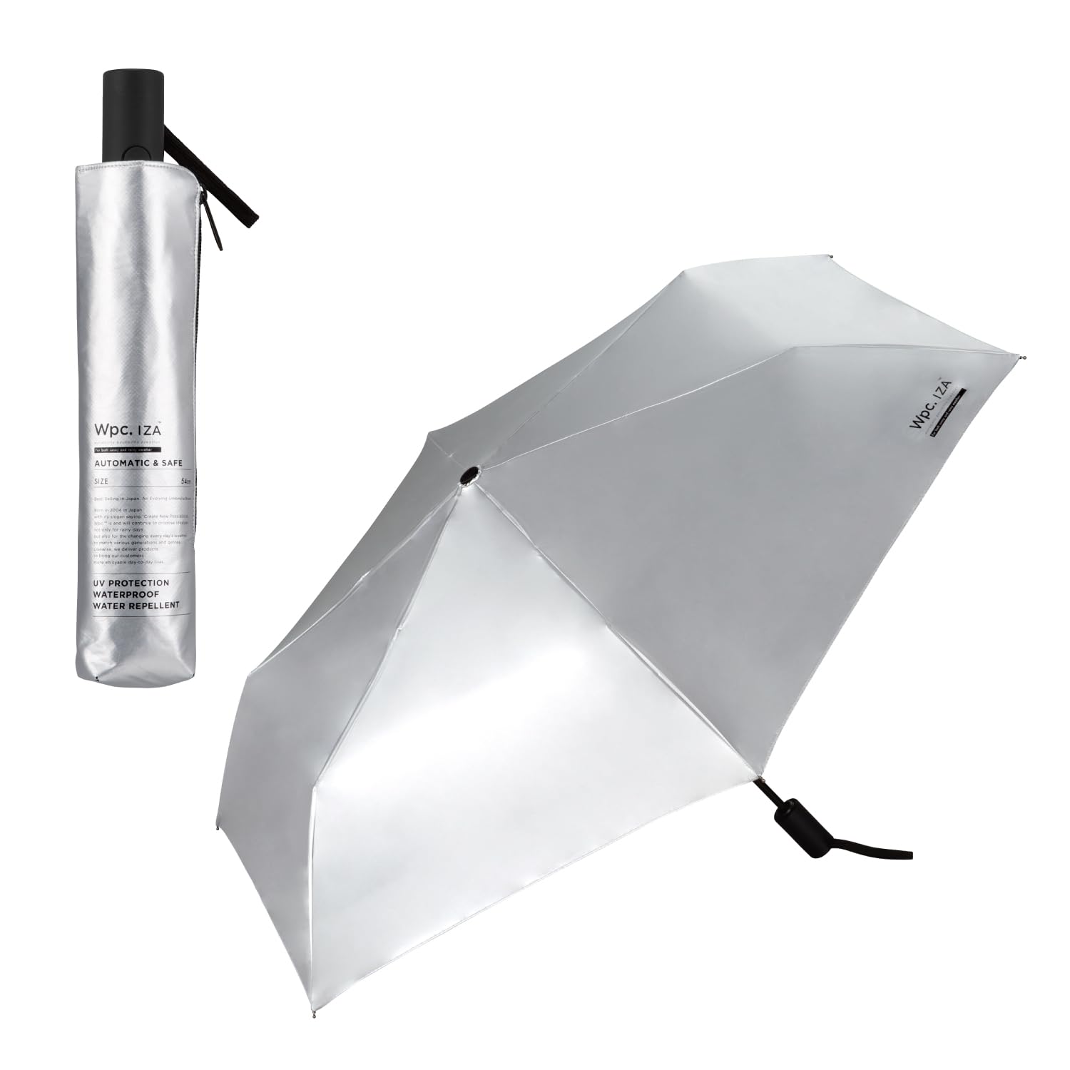 

Зонт от солнца и дождя IZA АВТОМАТ БЕЗОПАСНЫЙ Серебристый Складной Зонт Автоматическое Открытие и Закрытие Поездки на работу Школа Путешествия Стильный Милый Женский