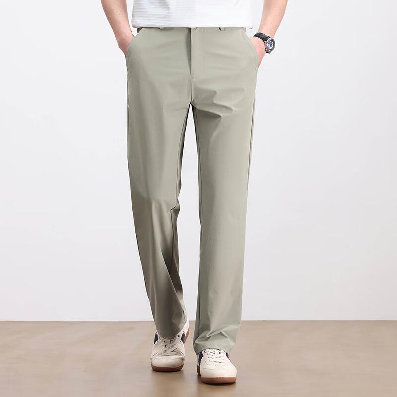 Fengxun Men's Straight Leg Business Casual Stretch Anti-Wrinkle Pants