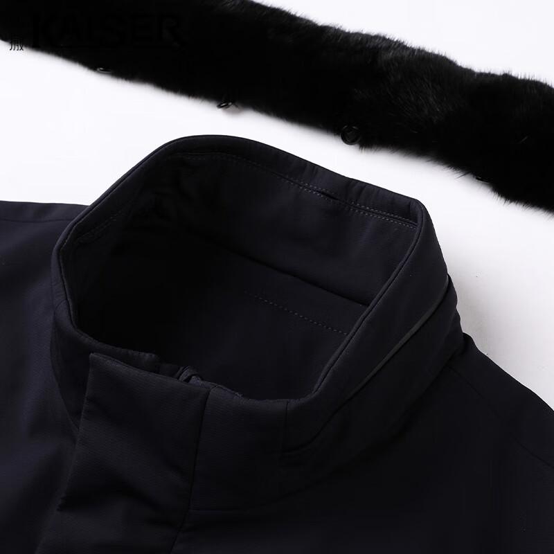 Men's Mid-Length Business Jacket with Mink Fur Collar & Rabbit Lining