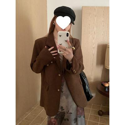 Meillard Women's Retro Corduroy Long-Sleeve Suit Jacket, Small Size, 2025 Early Autumn Collection