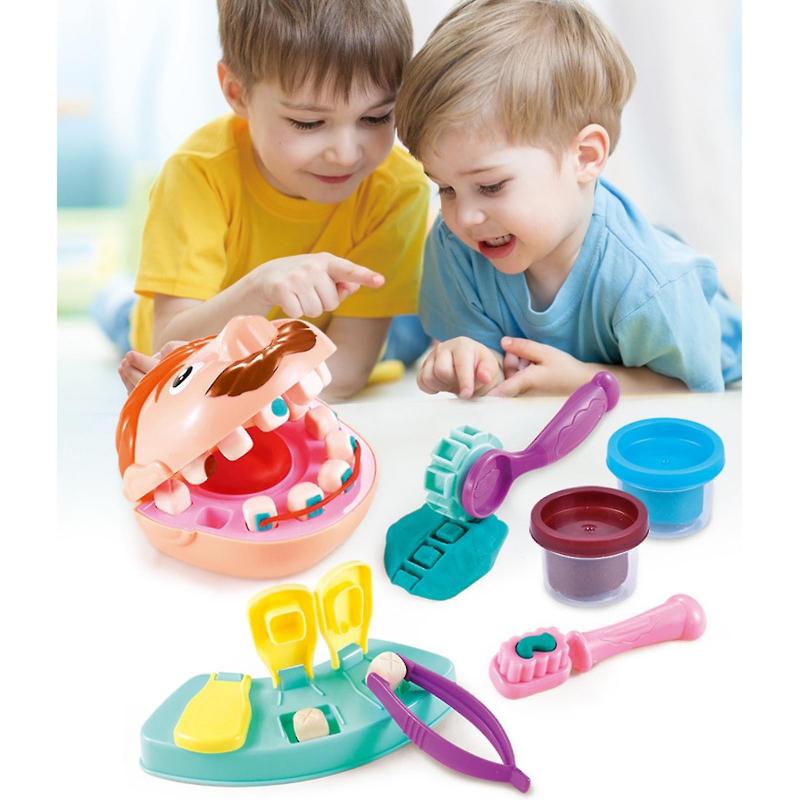 Dentist Pretend Plasticine Toy Role-play Game Realistic Toothbrush For Kids 3+